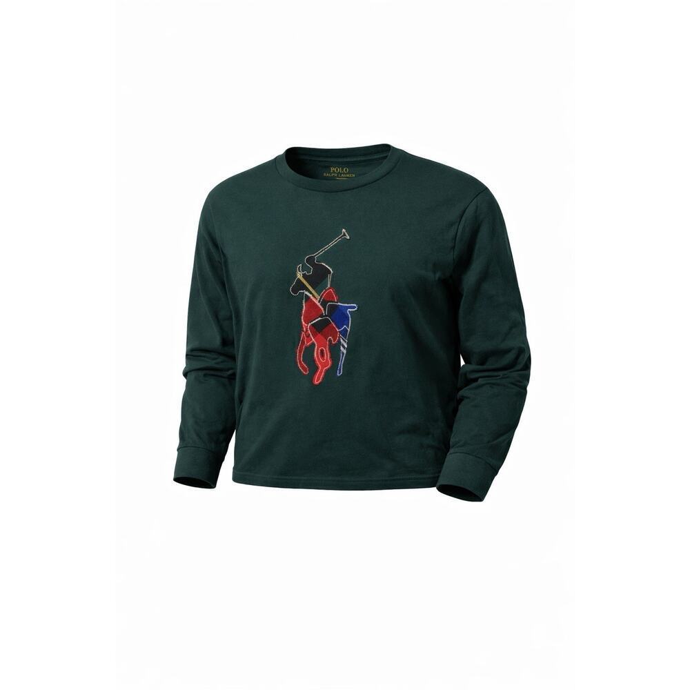 Polo Ralph Lauren Boys Long Sleeve Top Green Pullover Size 6